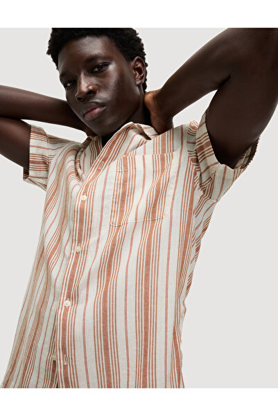 Marks & Spencer Kolay Ütülenebilir Saf Pamuklu Çizgili Gömlek