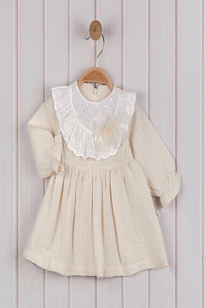 dinamik çocuk Baby Girl Ruffled Lace Collar Long Sleeve Seasonal Dress Spring Stylish Model 3-6-9-12-18-24Months