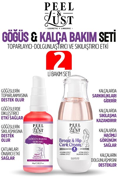 PEEL & LUST Göğüs ve Kalça Büyütmeye Yardımcı Bakım Kremi, iki formül bir arada.