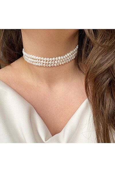 MİRSTAR 3 Sıra Gerçek Kültür Incisi Kolye, Çok Özel Kolye