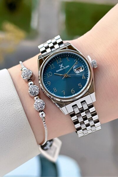 Daniel Klein Kadranı Mavi Kordonu Gümüş Renk 30 Mm Kadın Kol Saati ve Bileklik