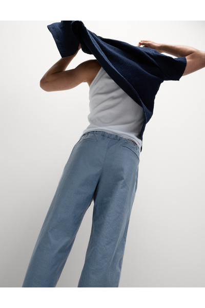 Marks & Spencer Loose Fit Pamuk Keten Karışımlı Pantolon