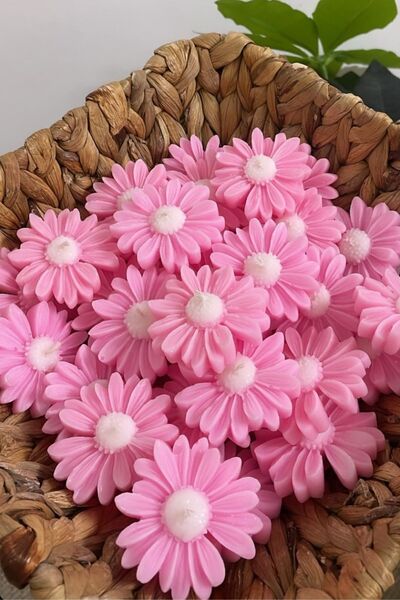 angeldesign Bernami Çiçek Desen Dekoratif Mum Söz,nişan,mevlid Hediyelik 10 Adet