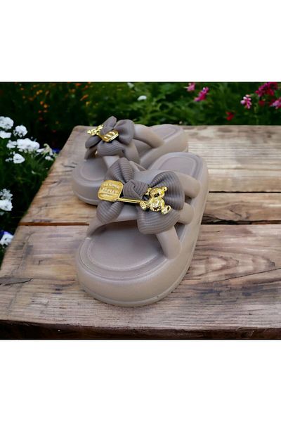 PLN SHOES Γυναικείες παντόφλες πισίνας με φιόγκο Luxury Daily Beach Sea Pool