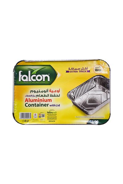Falcon Aluminium Container With Lid 102 - 10 Pcs | 1020ml Each | Durable & Reusable