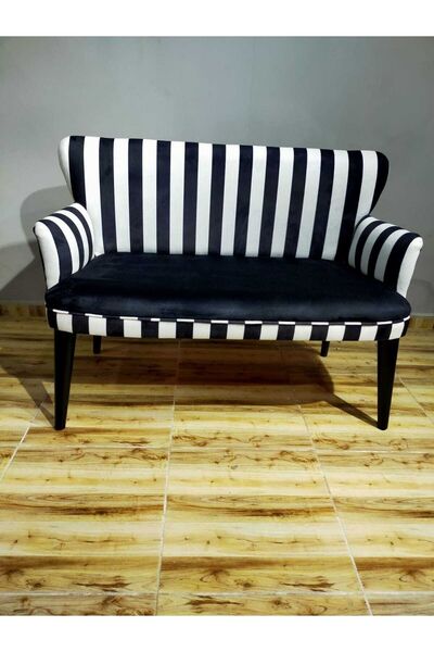 Azra Aksesuar Ikili Koltuk - Kanepe - Nubuk Kumaş - Ahşap Ayak - Modern Tasarım - Zebra
