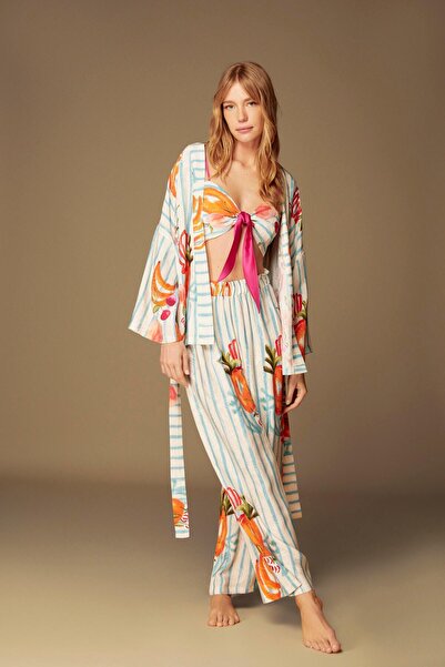 BONJOUR MADAME Bjm-1512 Pijama Takım Viscose Jacquard 3 Piece Set Patterned