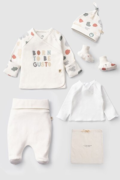 Little Gusto 5' Li Organik Pamuk Hastane Çıkış Seti Animal Desenli