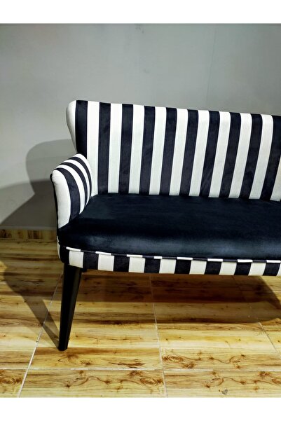 Azra Aksesuar Ikili Koltuk - Kanepe - Nubuk Kumaş - Ahşap Ayak - Modern Tasarım - Zebra