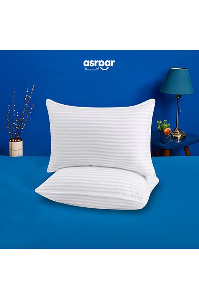 Asraar Package 2-Piece| Microfiber Bed Pillows 20 cm Thick With Stripes, Standard Size 1000 gr 75x50 cm