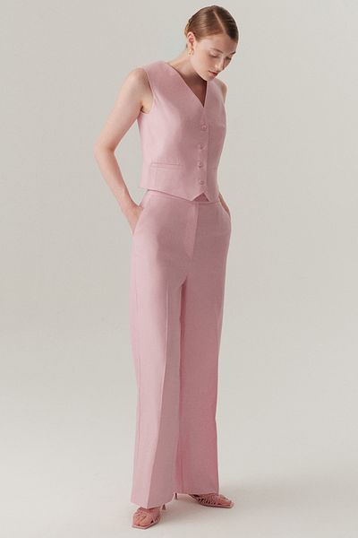 Exquise Comfortable Fit Powder Linen Trousers