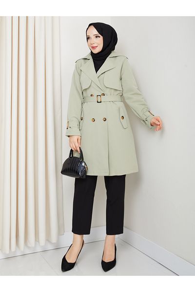 RACE FASHİON Trench pentru femei, cu două piept, căptușit, impermeabil, din in Rc3089