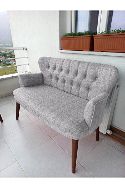 Azra Aksesuar Ikili Balkon Koltugu - Kanepe - Keten Kumaş - Bekleme Koltugu-ç...