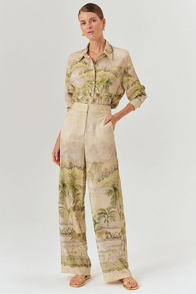 Exquise Tropical Patterned Palazzo Pants