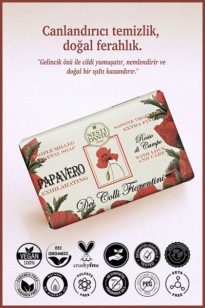 Nesti Dante صابون Dei Colli Fiorentini Poppy - 250 جرام مرطب ومستخلص الخشخاش