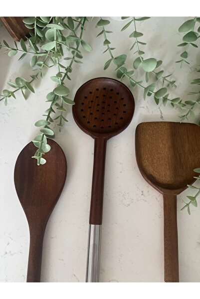 magical dreams 3-Piece Kitchen Utensils Set with Natural Wooden Handle - Colander, Wooden Spoon, Spatula