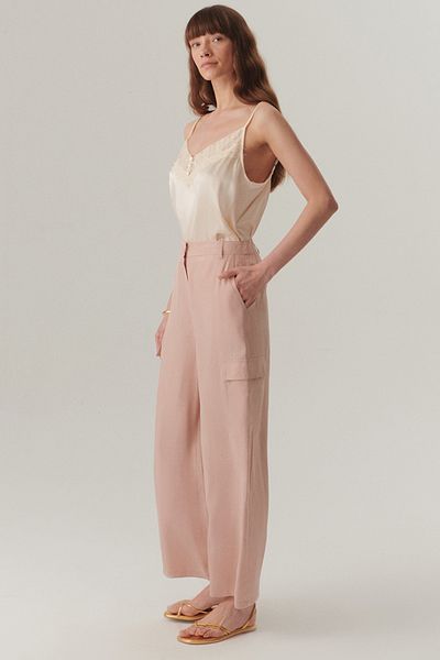 Exquise High Waist Modal Fabric Powder Cargo Pants