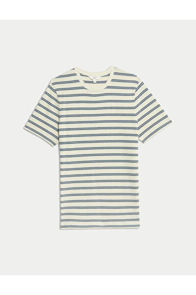 Marks & Spencer Pamuk Karışımlı Şeritli Desenli Tişört