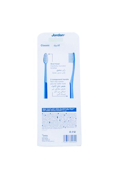 JORDAN Classic Toothbrush Medium Assorted Color 3 Pcs Daily Plaque Removal & Gum Care, Assorted Colors,