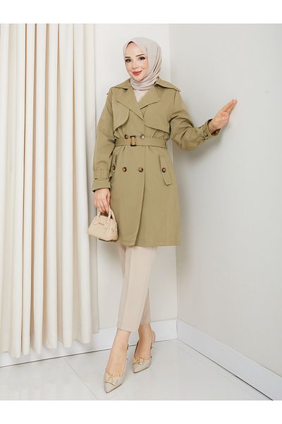RACE FASHİON Trench pentru femei, cu două piept, căptușit, impermeabil, din in Rc3089