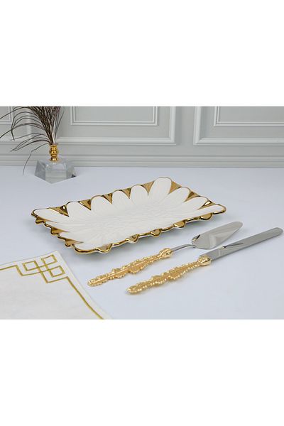 ROY KING Flora Gold Dikd.Sunum Plate 32*20 cm