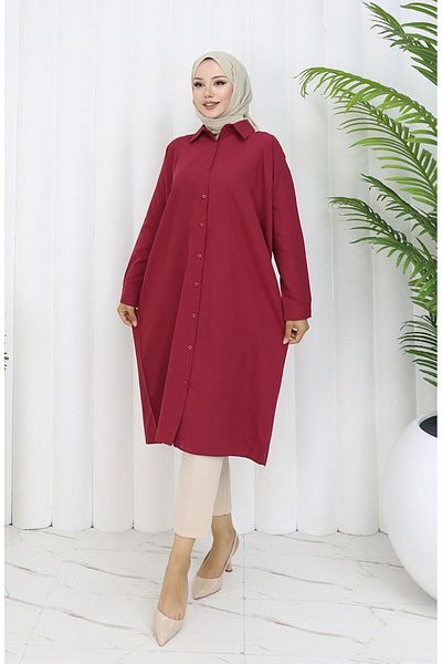 sefamerve Τουνίκ με μανίκια Raglan 4066-09 Μπορντό Κόκκινο