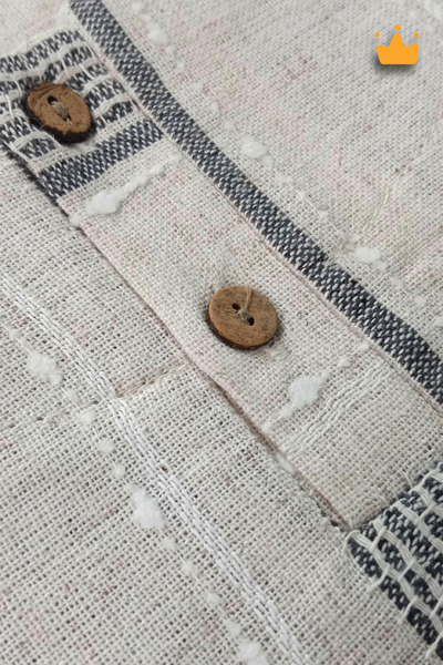 Babyhola 0-2 Years 100% Cotton Linen Striped Top Bottom 2-Piece Baby Boy Kids Suit Gray 2211