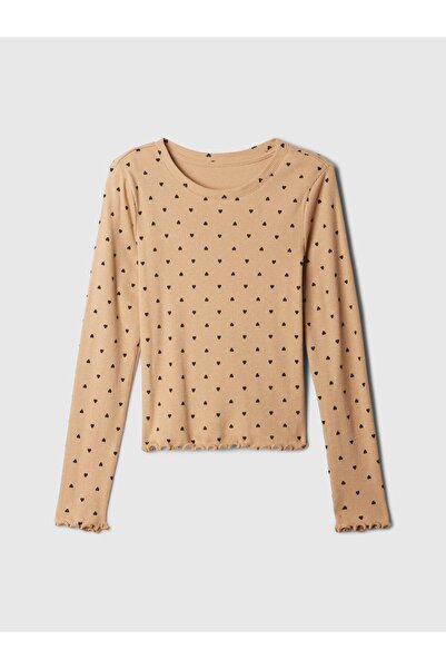 GAP Kız Çocuk Kahverengi Fitilli T-Shirt