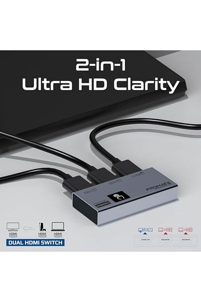 Promate محول تحويل HDMI، محول HDMI فائق الدقة مع شاشة 8K @ 60 هرتز، 3 منافذ HDMI