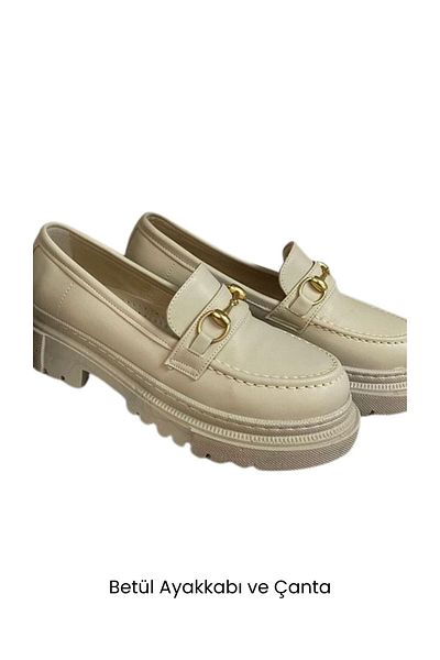 Betül Ayakkabı ve Çanta Mocasin de damă Mocasin Bej Pantofi casual