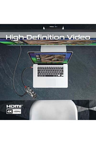 Promate موزع وسائط شفاف USB-C™، شاشة 4K ممتازة، مع HDMI، إيثرنت فائق السرعة 1000 ميجابت في الثانية،