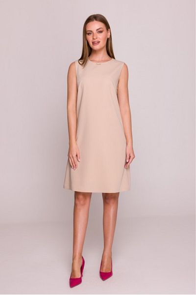 Stylove Rochie midi simplă fără mâneci - bej