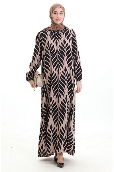 sefamerve Viscose Square Collar Elbsie 994585I-07 Mink Black