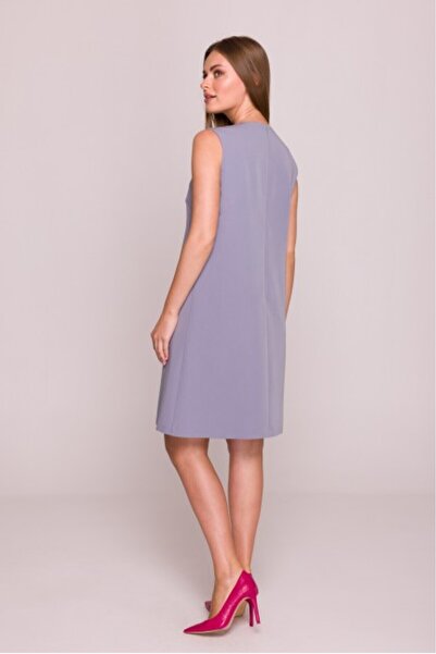Stylove Simple sleeveless midi dress - dove color