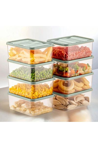 Stile Cucina 8-Piece Refrigerator Organizer Organizer Freezer Storage Container Suitable for Microwave