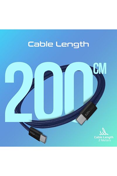 Promate USB-C™ Cable 200 cm, Ultra-Fast 60W Power Delivery Type-C™ Fast Charging Cable