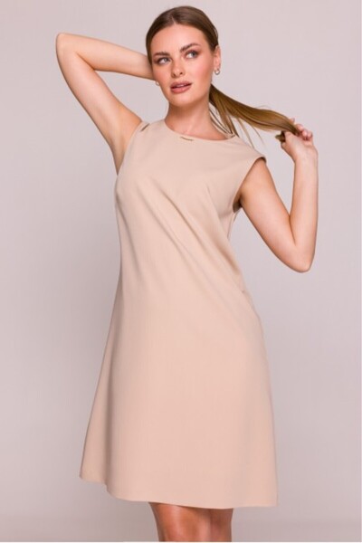 Stylove Simple midi dress without sleeves - beige