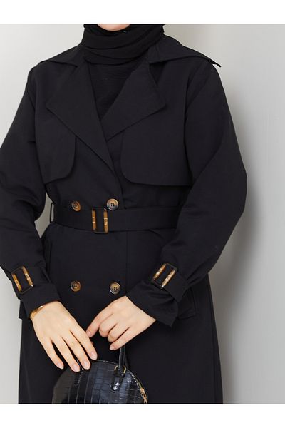 RACE FASHİON Double Breasted Collar Waterproof Lined Women's Trench Coat Rc3089