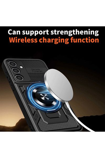 SKYDDAR INNOVATION Case for Samsung Galaxy A36 5G / A56 5G, RuggedCam, Anti-shock magnetic ring, sticker set, Gray