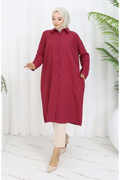 sefamerve Τουνίκ με μανίκια Raglan 4066-09 Μπορντό Κόκκινο