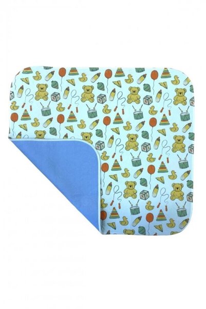 CARETEX Mavi Yeşil Baskılı Bebek Yatak Koruyucu Ped (100x100cm)