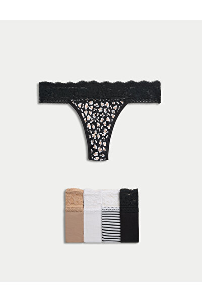 Marks & Spencer 5’li Pamuk ve Dantel Desenli Tanga Seti