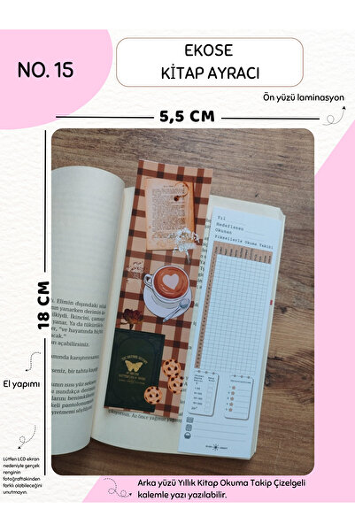 Else Craft Ekose Temalı Kitap Ayracı No.15 - Arka Yüzü Yıllık Kitap Okuma Tak...