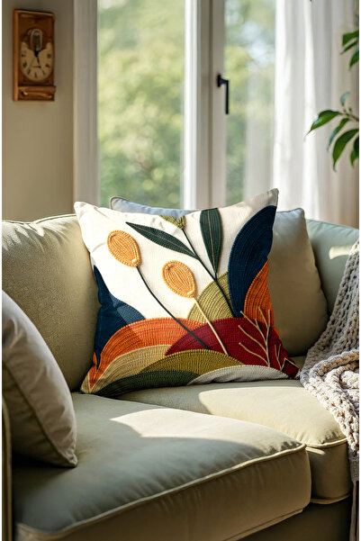 CANİLA 2 db-os SZETT - Többszínű párnahuzat szőtt és hímzett mintával, digitális nyomtatott párnahuzat