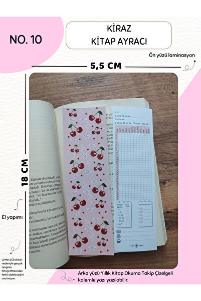 Else Craft Kiraz Temalı Kitap Ayracı No.10 - Arka Yüzü Yıllık Kitap Okuma Tak...