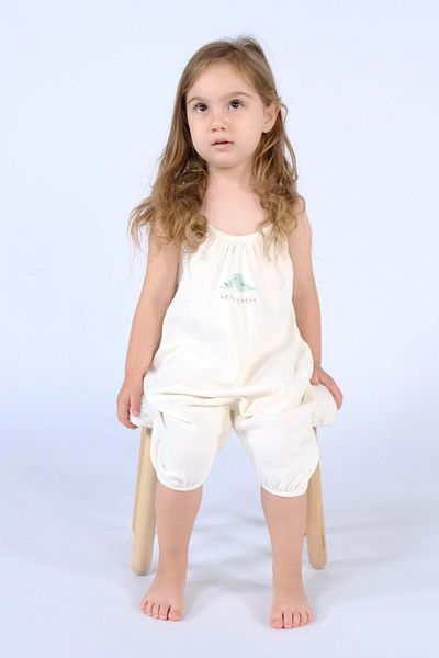Little Gusto بذلة قصيرة بحزام من القطن العضوي إكرو للأطفال
