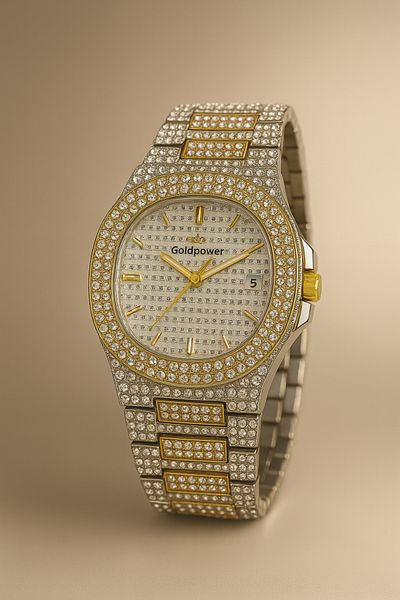 Goldpower Unisex Luxury Metal Jewelled Cord Calendar Wristwatch