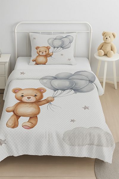 Bebişim Halı Teddy Bear Single Children's Pique Pillow with Case