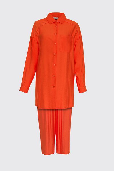 Zühre Orange Double Combination Set - Pocket Detailed and Buttoned Tk-1294