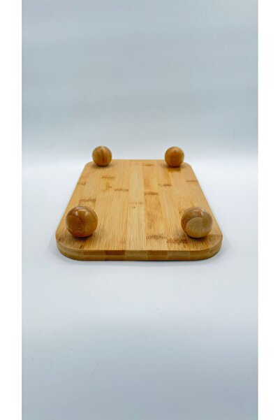 ERKUGO Bamboo Ball Leg Square Stand, Bamboo Presentation Stand (25cm)